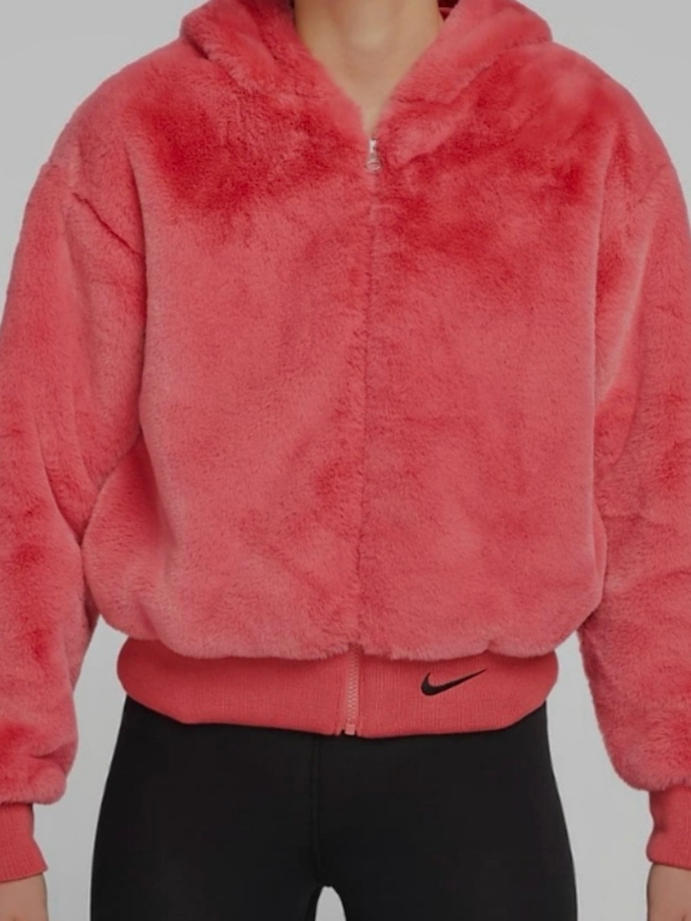 Nike Pink Faux-Fur hooded Jacket